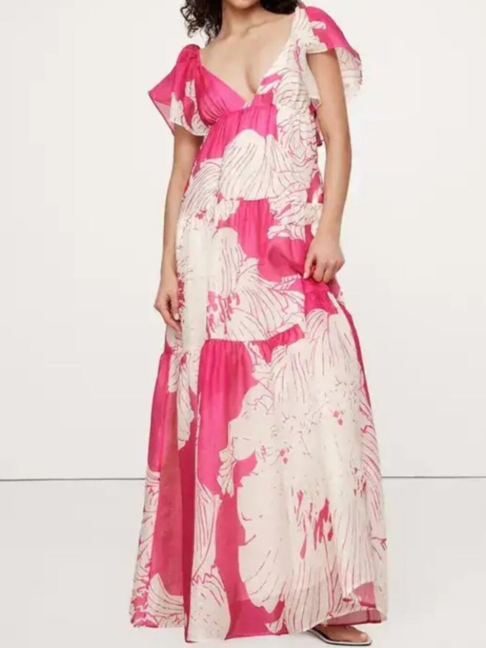 Banana Republic Linen-Silk Tiered Maxi Dress